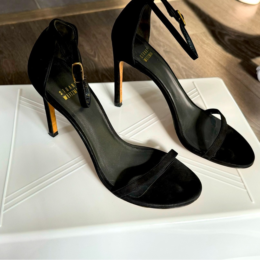 Stuart Weitzman Black Suede Nudistsong Stilleto Size 7